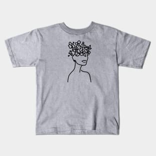 Flower Child Line Art Design Kids T-Shirt